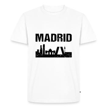 Madrid Skyline Espagne Capitale Madrid - T-shirt Premium bio Homme - blanc - Devant - Nico (187cm)