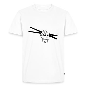 drummer fists - drummer fists - music - rock - T-shirt Premium bio Homme - blanc - Devant - Nico (187cm)