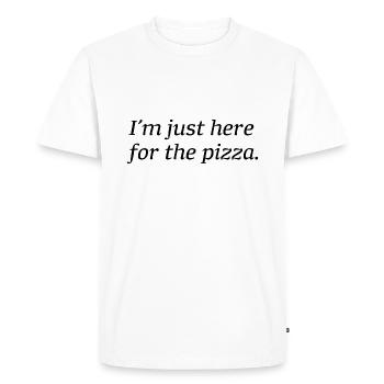 Ich bin nur wegen der Pizza hier - Männer Premium Bio T-Shirt - Weiß - Vorne - Nico (187cm)