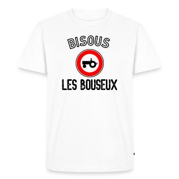 Bisous les bouseux - T-shirt Premium bio Homme - blanc - Devant - Nico (187cm)