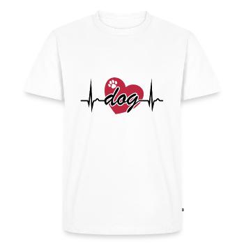 Courbe ECG - Courbe cardiaque - Pouls - Chien - T-shirt Premium bio Homme - blanc - Devant - Nico (187cm)