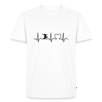 ECG Curve - Heart Curve - Pulse - Snowboard - Men's Premium Organic T-Shirt - white - Front - Nico (187cm)