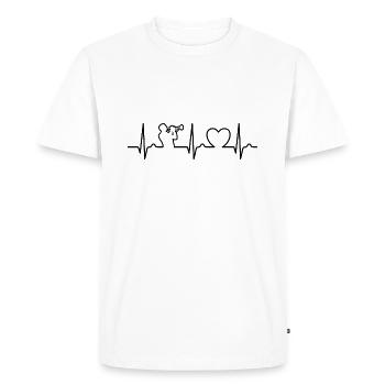 Trompette - Courbe cardiaque - ECG - Pouls - T-shirt Premium bio Homme - blanc - Devant - Nico (187cm)