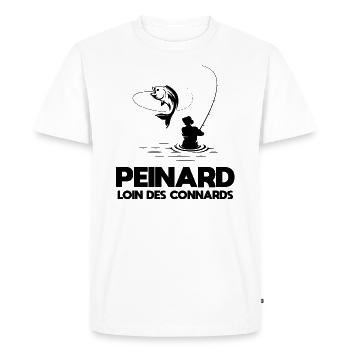 Peinard loin des connards pêche pêcheur - T-shirt Premium bio Homme - blanc - Devant - Nico (187cm)