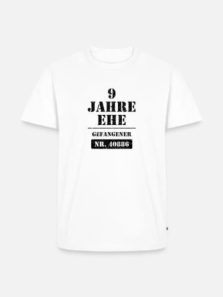 9 Jahre Ehe - Gefangener - verheiratet - Männer Premium Bio T-Shirt - Weiß
