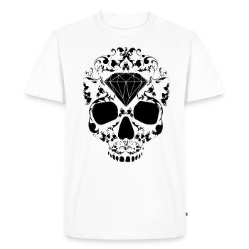 Skull Skullhead Floral Diamond Hipster Swag Black - Männer Premium Bio T-Shirt - Weiß - Vorne - Nico (187cm)