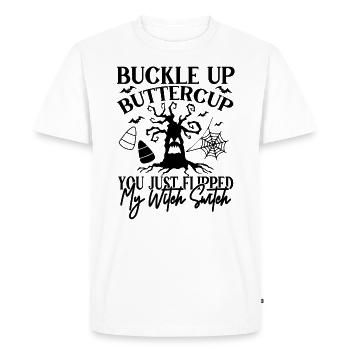 Bouclez votre ceinture à renoncule vous venez d’appuyer sur l’interrupteur de sorcière - T-shirt Premium bio Homme - blanc - Devant - Nico (187cm)