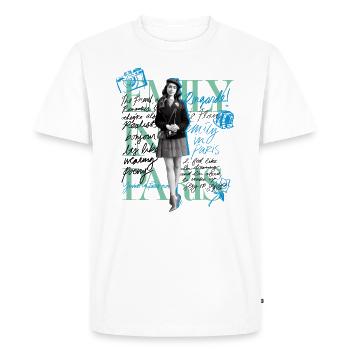 Emily In Paris Emily Avec Citations Bleu Vert - T-shirt Premium bio Homme - blanc - Devant - Nico (187cm)