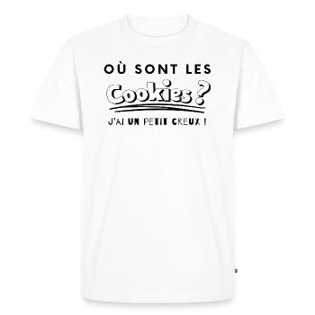 Où sont les cookies - T-shirt Premium bio Homme - blanc - Devant - Nico (187cm)