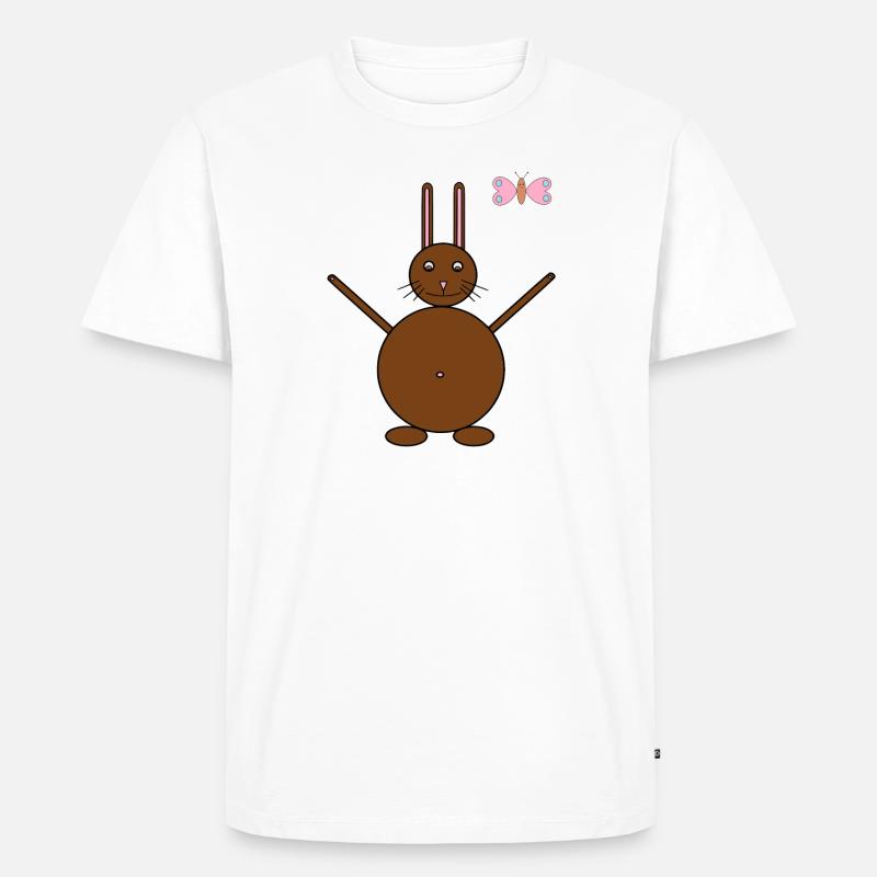 Brauner Hase & rosa/blauer Schmetterling - Männer Premium Bio T-Shirt - Weiß