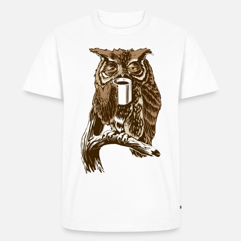 Kaffee-Eule braun - Männer Premium Bio T-Shirt - undefined