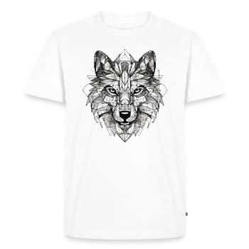 Wolf Geometrisch - Männer Premium Bio T-Shirt - Weiß - Vorne - Nico (187cm)