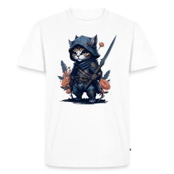 Get ready for action with the ninja cat - Men's Premium Organic T-Shirt - white - Front - Nico (187cm)