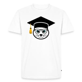 University Cat - Men's Premium Organic T-Shirt - white - Front - Nico (187cm)