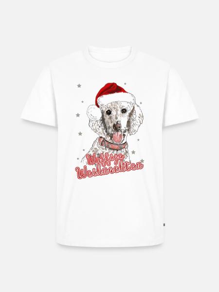 Wuffige Weihnachten - weihnachtliches Pudelmotiv - Männer Premium Bio T-Shirt - Weiß