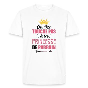 On Ne Touche Pas à la Princesse de Parrain Cadeau - T-shirt Premium bio Homme - blanc - Devant - Nico (187cm)