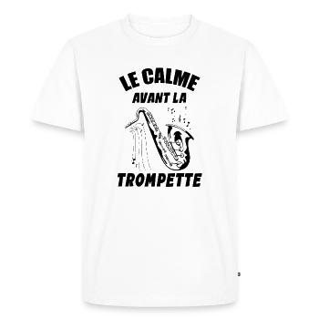 Le Calme Avant La Trompette Humourj Eu De Mots - T-shirt Premium bio Homme - blanc - Devant - Nico (187cm)