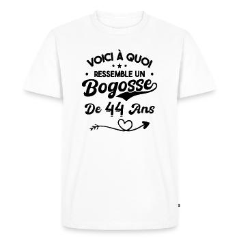 Bogosse 44 ans Cadeau Humour Anniversaire 44 ans - T-shirt Premium bio Homme - blanc - Devant - Nico (187cm)