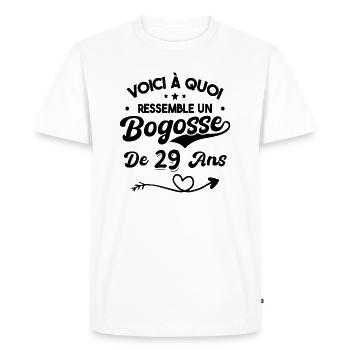 Bogosse 29 ans Cadeau Humour Anniversaire 29 ans - T-shirt Premium bio Homme - blanc - Devant - Nico (187cm)