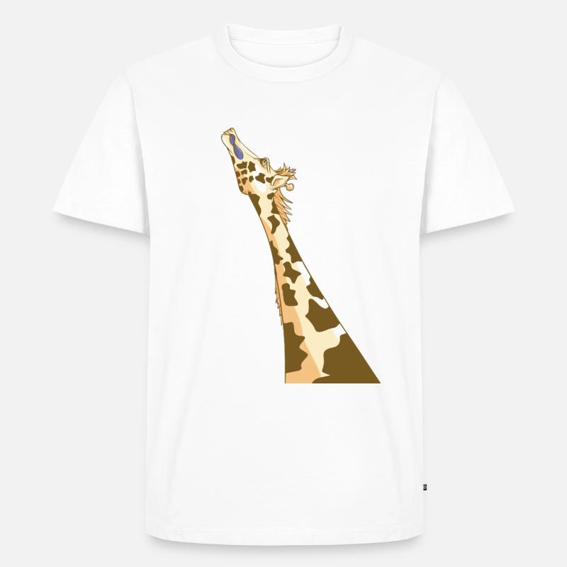 Giraffe mit blauer Zunge - Männer Premium Bio T-Shirt - Weiß