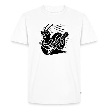 Rocking Snail with Electric Guitar – Funny Snail - Men's Premium Organic T-Shirt - white - Front - Nico (187cm)