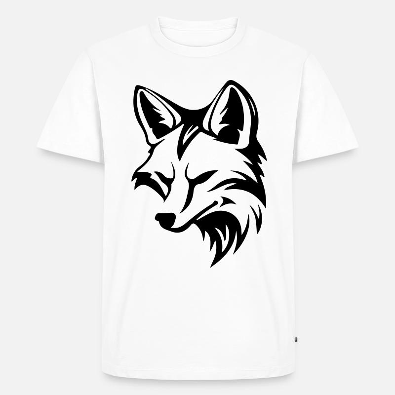 Fuchs Kopf Tier Silhouette - Männer Premium Bio T-Shirt - Weiß