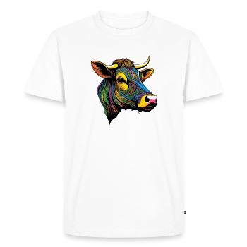 Portrait graphique d'une vache - T-shirt Premium bio Homme - blanc - Devant - Nico (187cm)