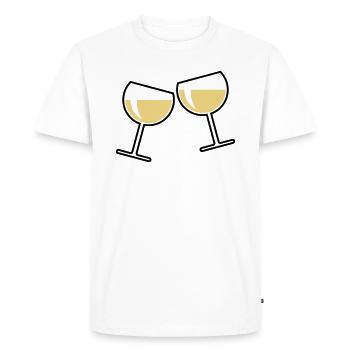 2 verres à vin blanc (vin blanc / vin / rond à / 2C) - T-shirt Premium bio Homme - blanc - Devant - Nico (187cm)