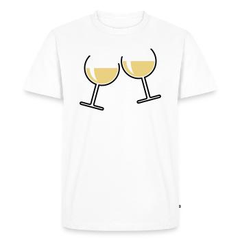 2 verres à vin blanc (vin blanc / vin / rond ouvert 2C) - T-shirt Premium bio Homme - blanc - Devant - Nico (187cm)