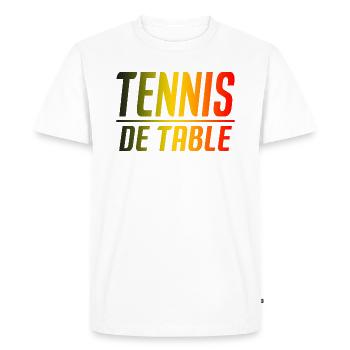 TENNIS DE TABLE TENNISMEN TENNISWOMEN SPORT - T-shirt Premium bio Homme - blanc - Devant - Nico (187cm)