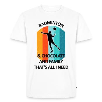 Badminton Badminton Badminton Player Chocolat - T-shirt Premium bio Homme - blanc - Devant - Nico (187cm)