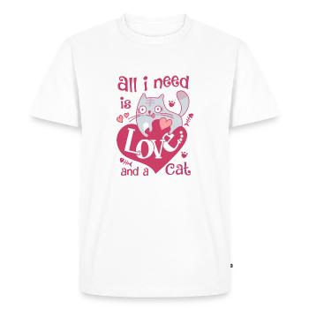 Tout ce dont j'ai besoin c'est de l'amour et un chat - T-shirt Premium bio Homme - blanc - Devant - Nico (187cm)