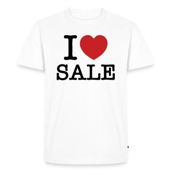 I HEART [LOVE] SALE - Men's Premium Organic T-Shirt - white - Front - Nico (187cm)