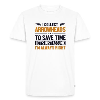 Arrowheads Let's Assume I'm Right Hunting Tips - Men's Premium Organic T-Shirt - white - Front - Nico (187cm)