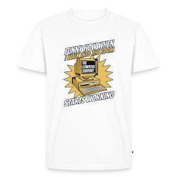 The Computer Suddenly Starts Working Admin - Men's Premium Organic T-Shirt - white - Front - Nico (187cm)