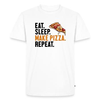 Manger dormir Faire Pizza Répéter Plateau à pizza Four à pizza - T-shirt Premium bio Homme - blanc - Devant - Nico (187cm)
