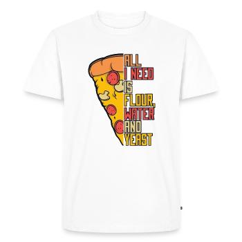 Tout ce dont j’ai besoin est de l’eau de farine et du plateau à pizza à la levure - T-shirt Premium bio Homme - blanc - Devant - Nico (187cm)