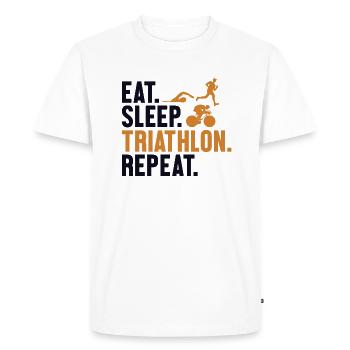 Eat Sleep Triathlon Repeat Triathlete Training - Men's Premium Organic T-Shirt - white - Front - Nico (187cm)