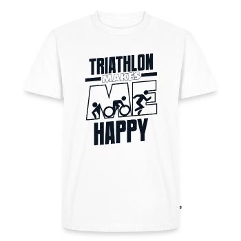 Triathlon Makes Me Happy Training Triathlon Bike - Men's Premium Organic T-Shirt - white - Front - Nico (187cm)