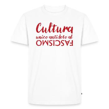 La culture est le seul antidote au fascisme - T-shirt Premium bio Homme - blanc - Devant - Nico (187cm)