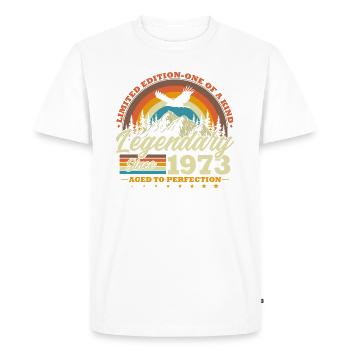 Legendary since 1973 Vintage Birthday Gift - Men's Premium Organic T-Shirt - white - Front - Nico (187cm)