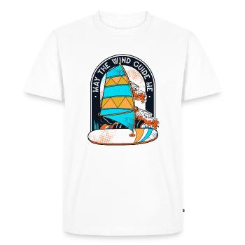 Que le vent me guide Surfeur Sports nautiques - T-shirt Premium bio Homme - blanc - Devant - Nico (187cm)