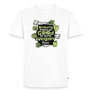 Rien n’a aussi bon goût qu’être végétalien se sent végétalien - T-shirt Premium bio Homme - blanc - Devant - Nico (187cm)