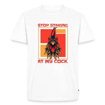 Arrêtez de regarder ma bite Agriculture Agriculteur biologique - T-shirt Premium bio Homme - blanc - Devant - Nico (187cm)