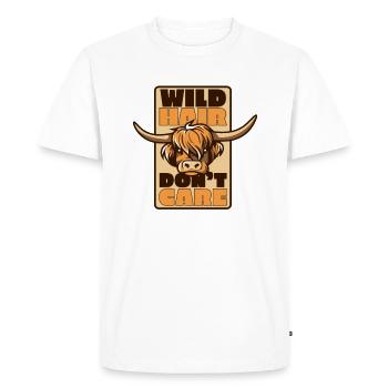 Les cheveux sauvages ne se soucient pas de l’éleveur de vaches Highland - T-shirt Premium bio Homme - blanc - Devant - Nico (187cm)