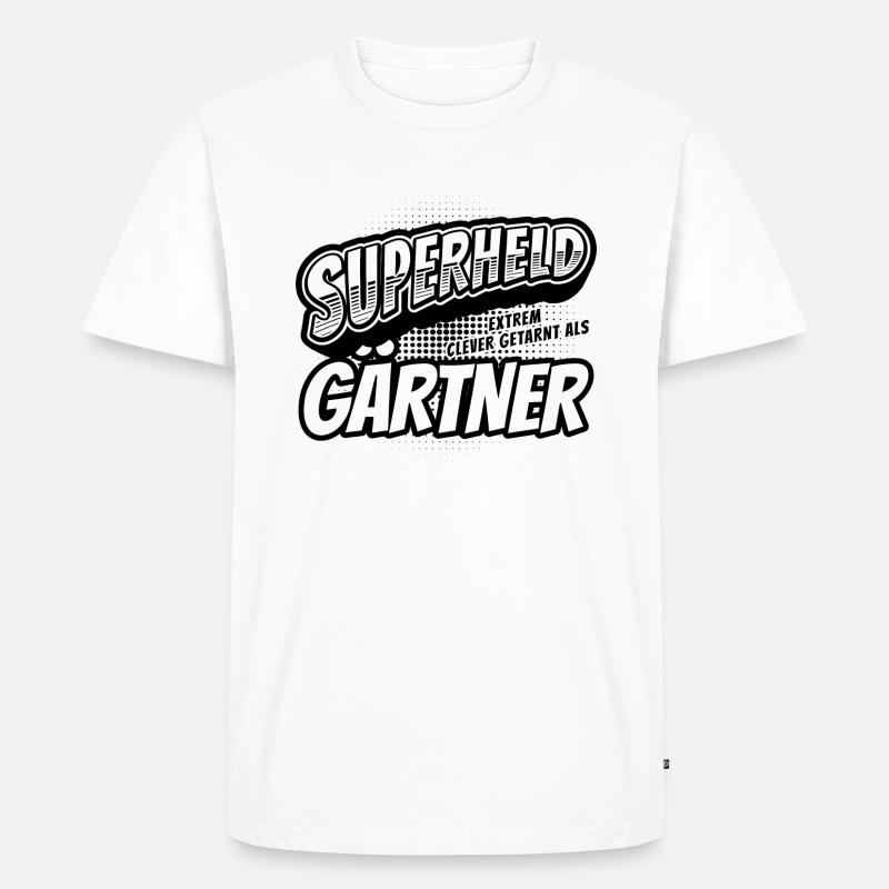 Superheld, clever getarnt als Gärtner - Männer Premium Bio T-Shirt - Weiß