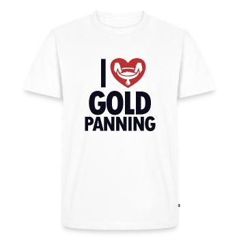 J’aime l’orpaillage, la prospection, l’exploitation des placers, l’exploitation minière - T-shirt Premium bio Homme - blanc - Devant - Nico (187cm)
