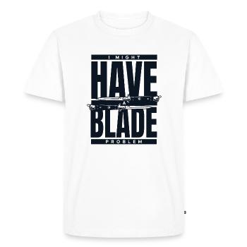 J’ai peut-être un problème de lame couteau de boucher couteau - T-shirt Premium bio Homme - blanc - Devant - Nico (187cm)