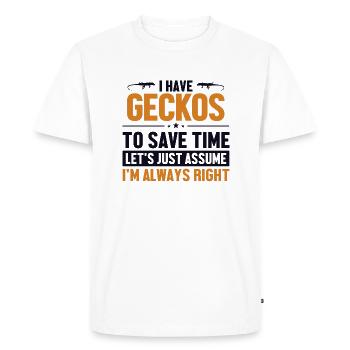 Propriétaire de Gecko Supposons que j’ai raison Gekkota - T-shirt Premium bio Homme - blanc - Devant - Nico (187cm)