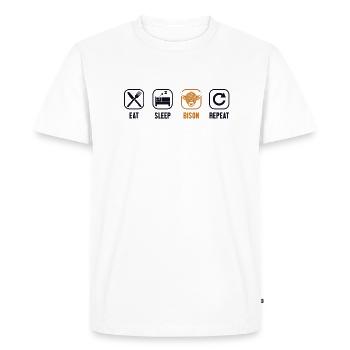 Manger Dormir Bison Répéter Buffalo Bovinae Américain - T-shirt Premium bio Homme - blanc - Devant - Nico (187cm)